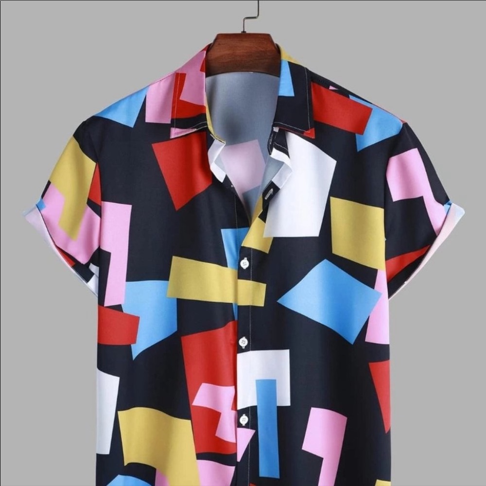 Multicolor Casual Men’s Geometric Print Shirt